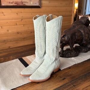 Stetson Light Green Embroidered Boots